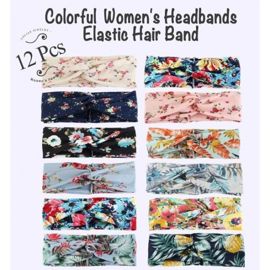 12 Pack Crochet Turban Headband Winter Soft Knitted Hairband Braided Ear Warmer Boho Headwraps For Women Girls